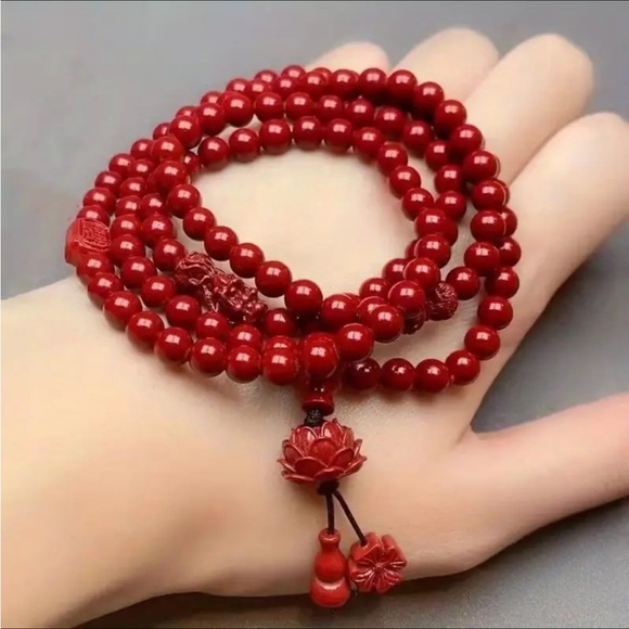 Cinnabar Lotus Meditation Mala - Picture 1 of 6